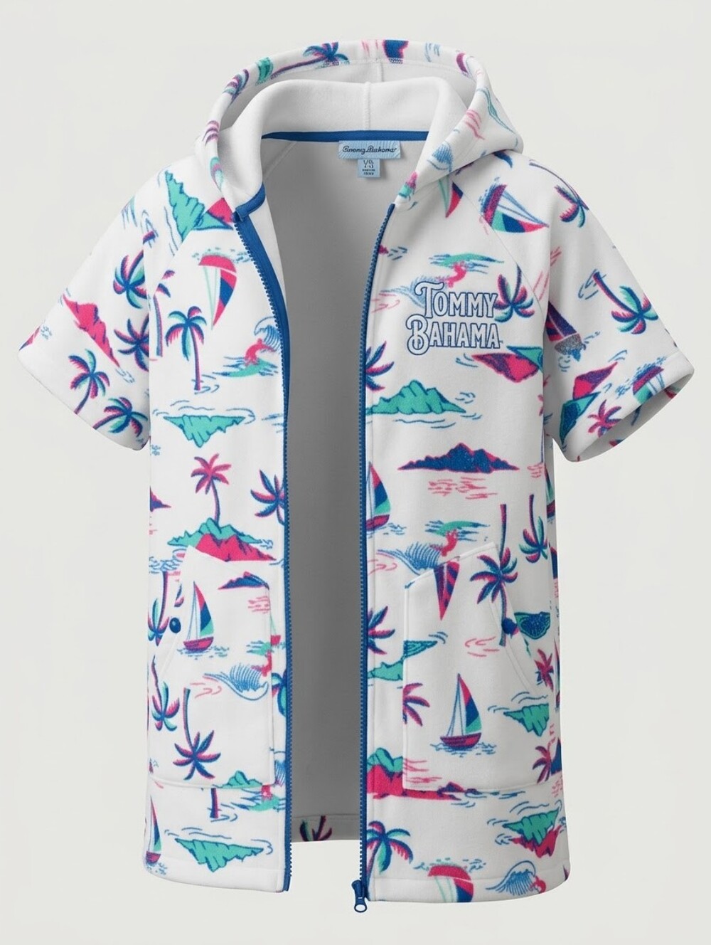 Tommy Bahama Kids Tropical Sailboat Terry Zip Up Hooded Cover Up Tropical